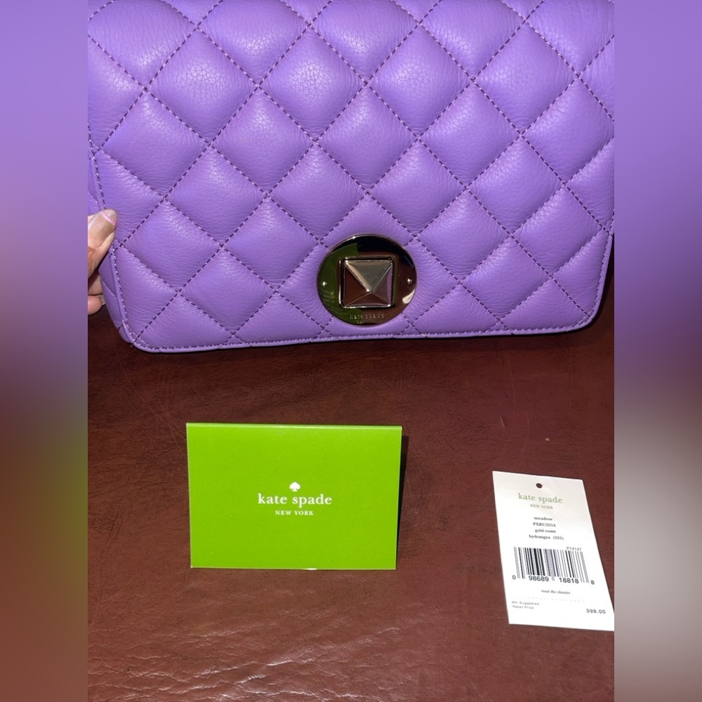 Kate Spade Purple Quilted Pale Gold Coast Meadow Shoulder Bag  full inclusion